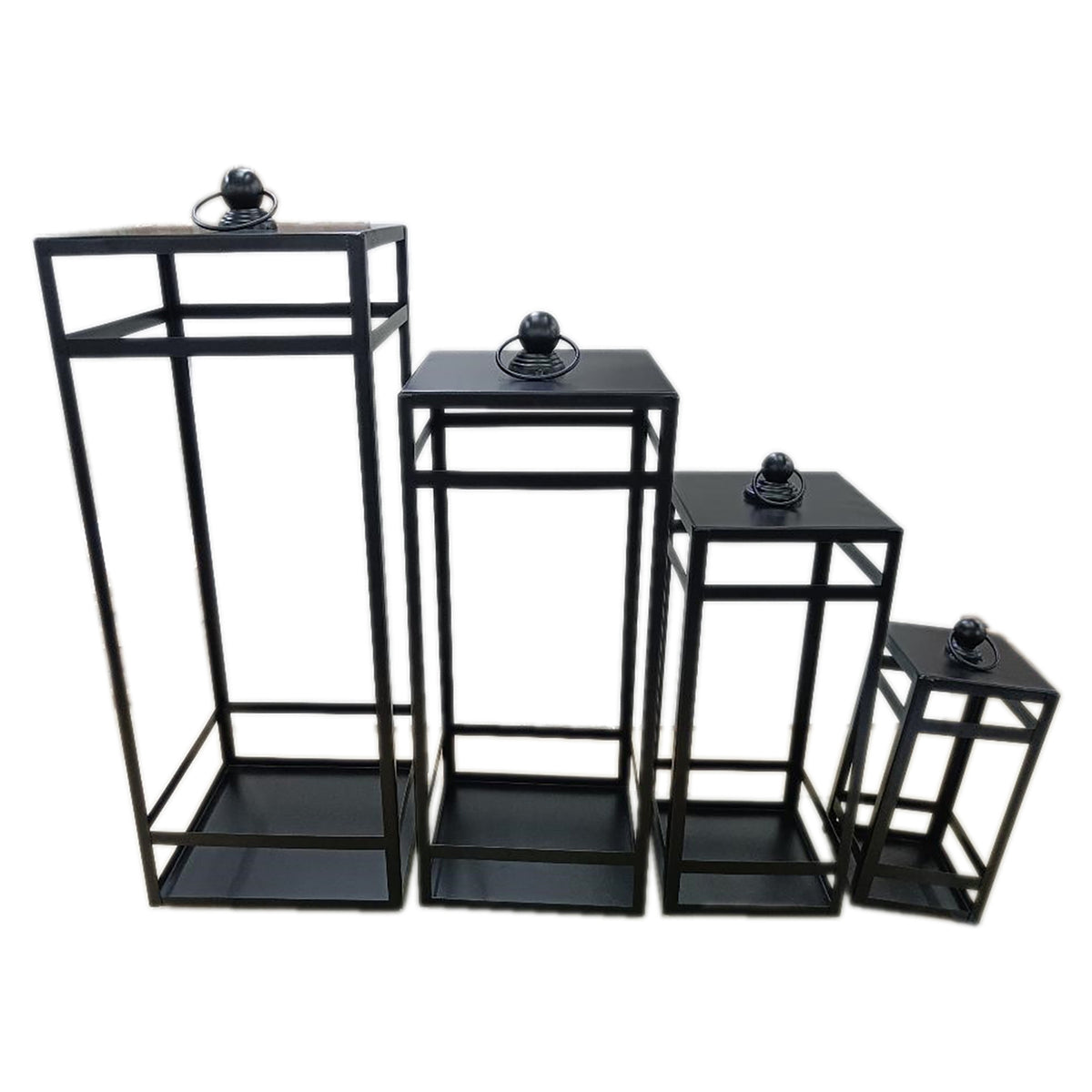 Rectangular Iron Black Open Lantern