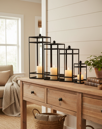Rectangular Iron Black Open Lantern
