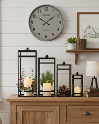 Rectangular Iron Black Open Lantern