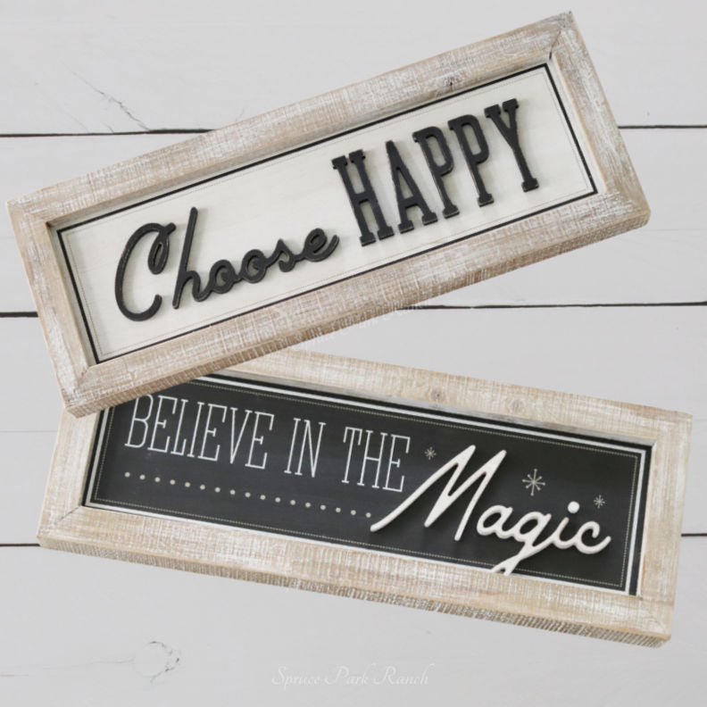 Reversible Magic and Happy Wood Sign