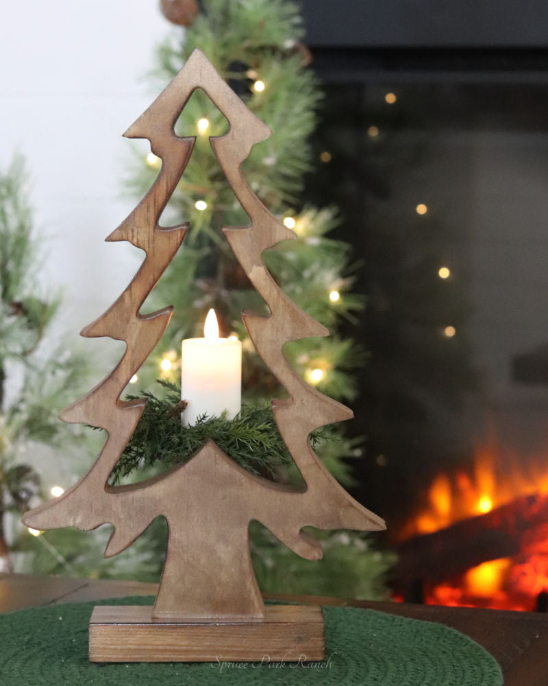 Mango Wood Pine Tree on Base