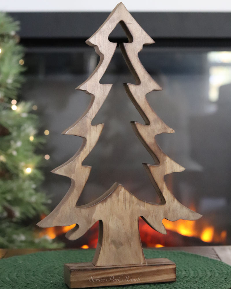 Mango Wood Pine Tree on Base