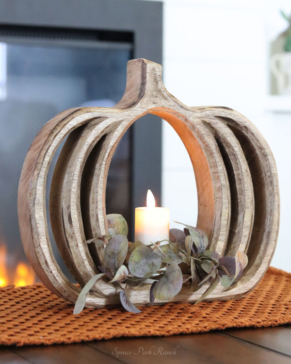 Mango Wood Pumpkin Cutout