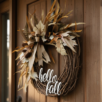 Hello Fall Maple and Husk Wreath