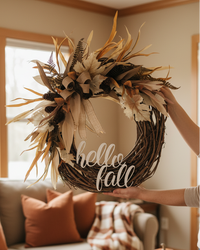 Hello Fall Maple and Husk Wreath