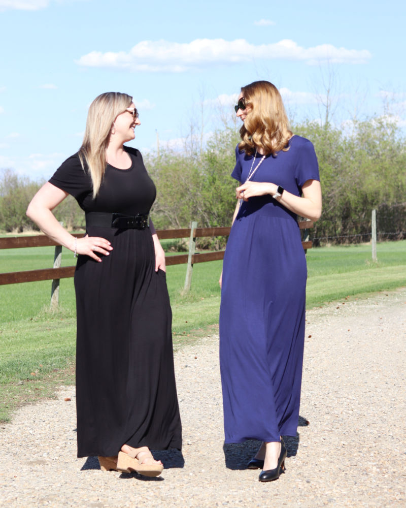 Short Sleeve Empire Waist Maxi Dress With Pockets