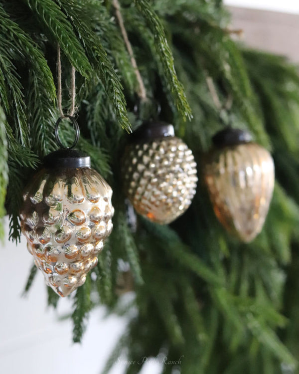 Mercury Glass Acorn Ornament Gold