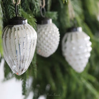 Mercury Glass Acorn Ornament Whitewashed