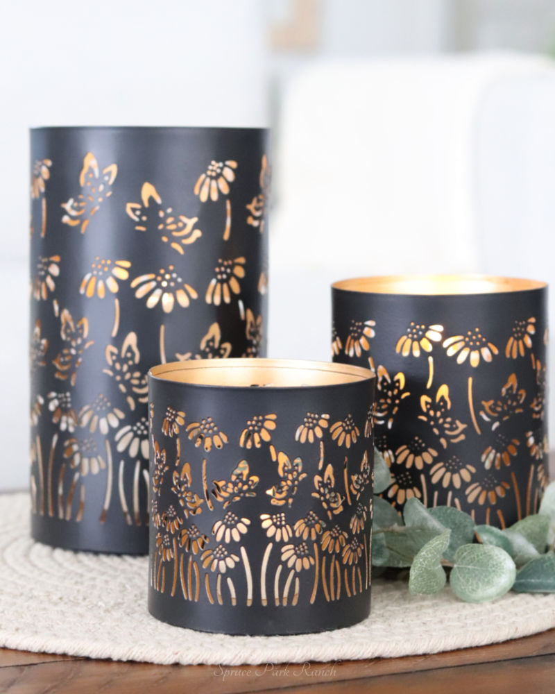 Decorative Iron Floral Cutout Candle Holder