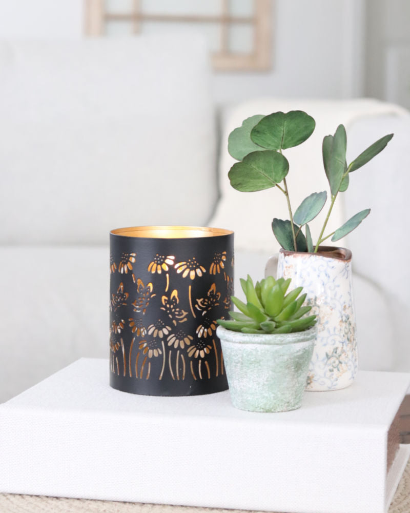 Decorative Iron Floral Cutout Candle Holder