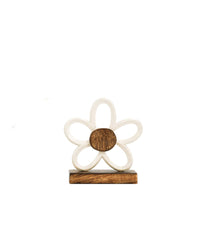 Cream Metal Daisy on Stand