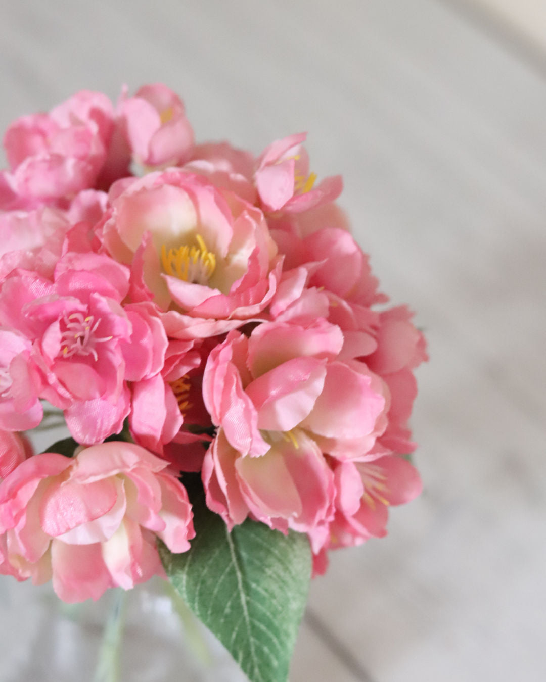 Mini Pink Cherry Blossom Bouquet in Glass Vase With Faux Water