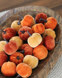 Bag of Mini Velvet Orange and Yellow Pumpkins