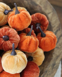 Bag of Mini Velvet Orange and Yellow Pumpkins