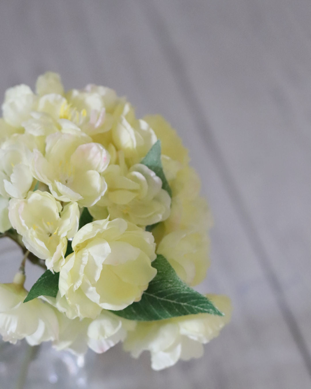 Mini Yellow Cherry Blossom Bouquet in Glass Vase With Faux Water