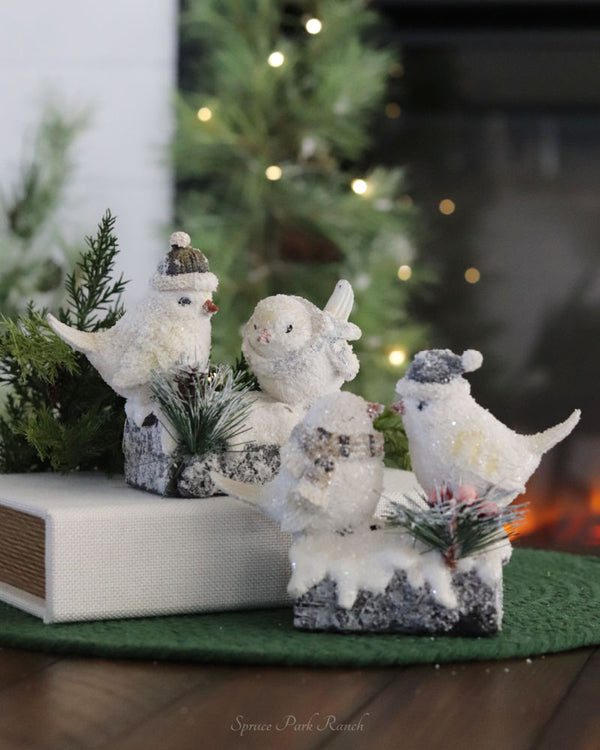 Motion Sensor Resin Winter Birds with Sound