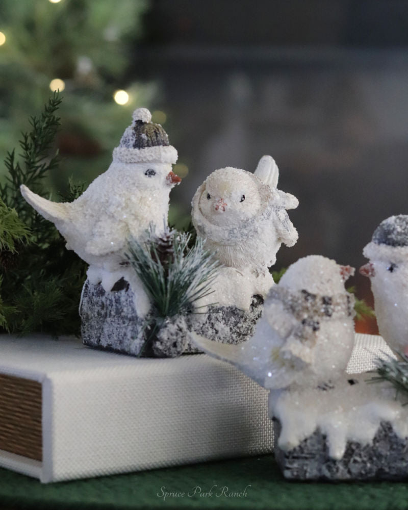 Motion Sensor Resin Winter Birds with Sound