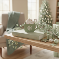 Chunky Wood Christmas Mug Sitter Green