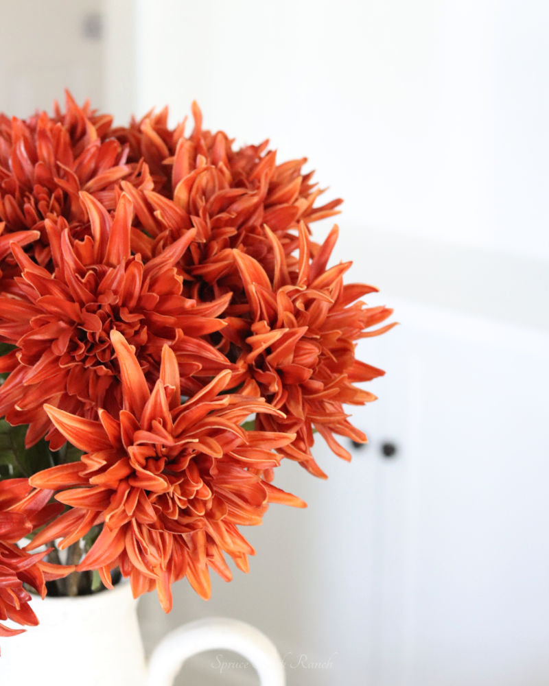 Mum Stem Orange Real Touch Large Bloom 26"