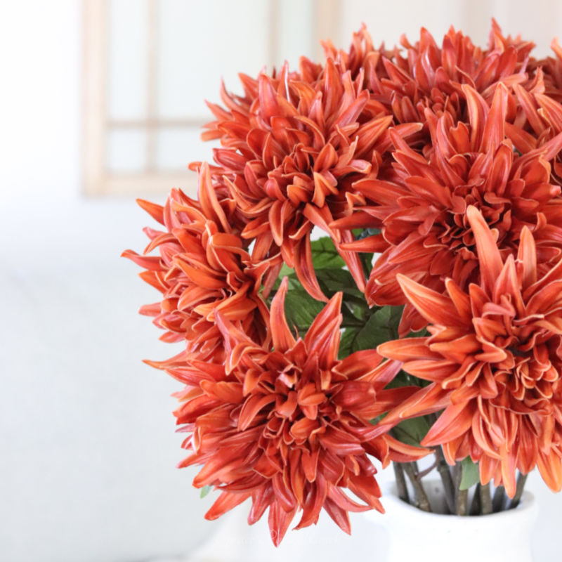 Mum Stem Orange Real Touch Large Bloom 26"