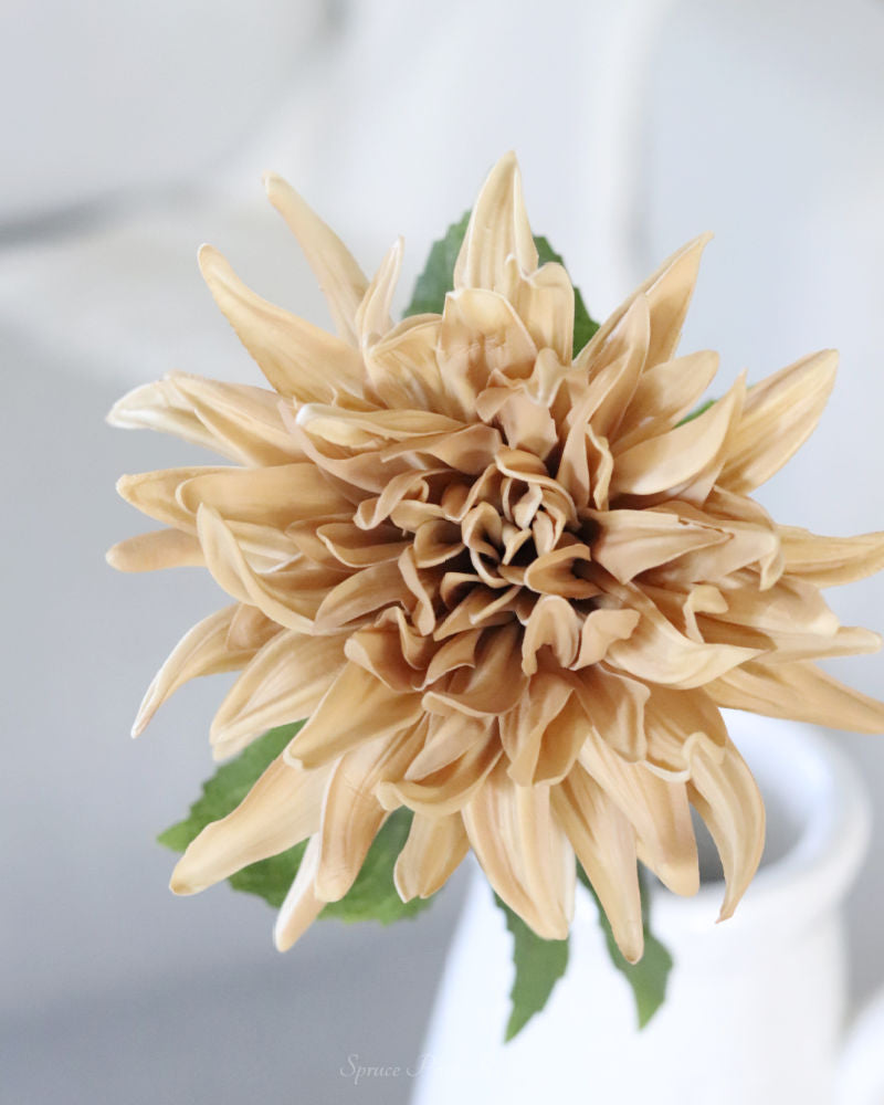 Mum Stem Tan Real Touch Large Bloom 26"
