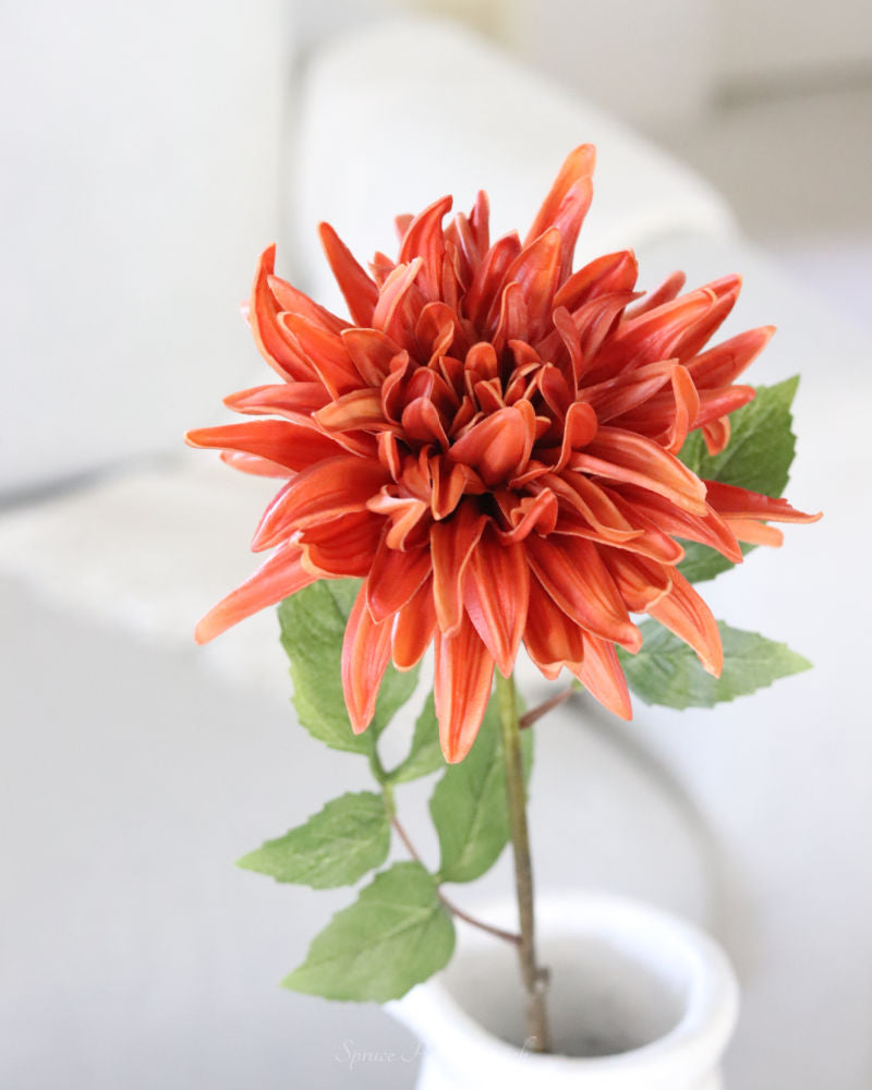 Mum Stem Orange Real Touch Large Bloom 26"