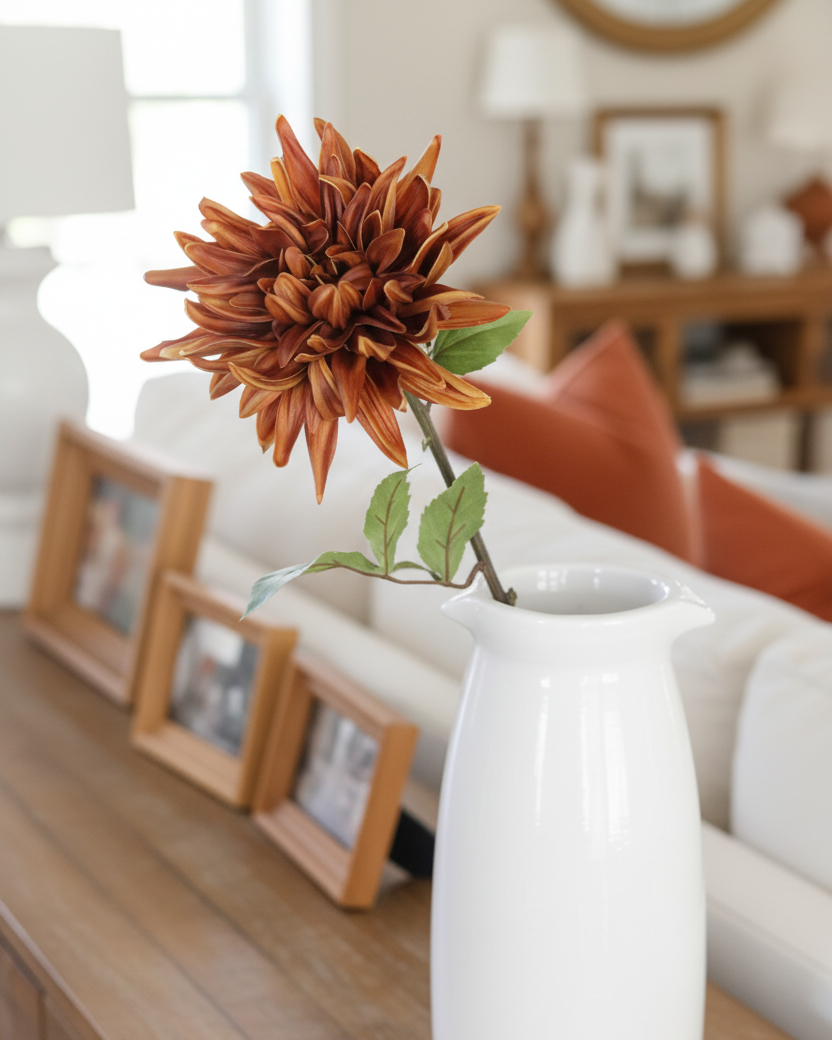Mum Stem Brown Real Touch Large Bloom 26"