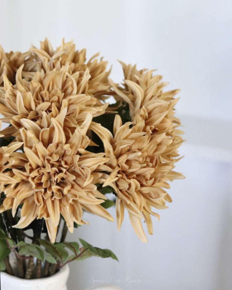 Mum Stem Tan Real Touch Large Bloom 26"