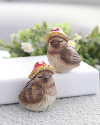Mushroom Hat Resin Bird