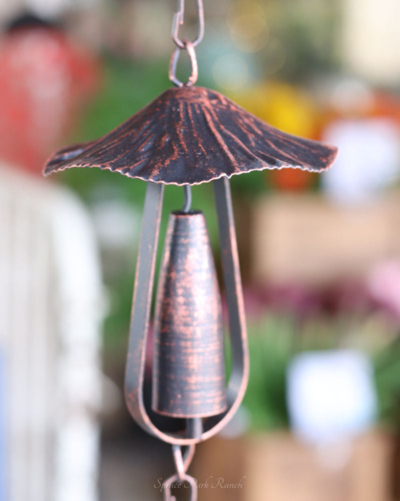 Metal Mushroom Rain Chain 102"L