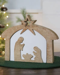 Mango Wood Enamel Layered Nativity