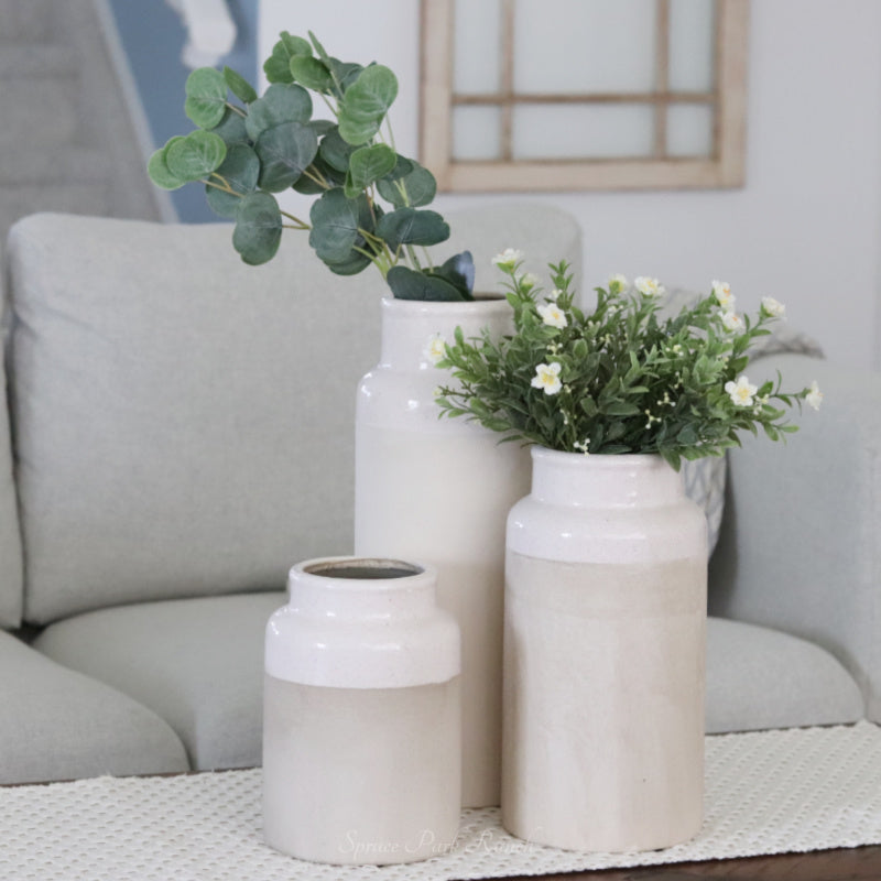 Natural and White Glazed Vase