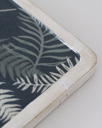 Navy Fern Enamel Wood Shallow Tray