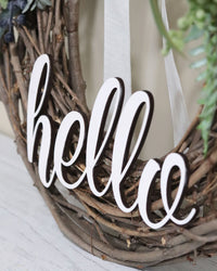 Hello Navy Berries and Hollyhock Fern Wreath