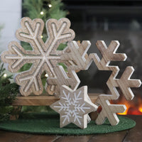 Nesting Wood Glitter Snowflake