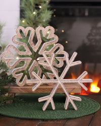 Nesting Wood Glitter Snowflake