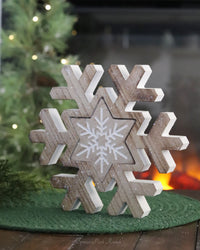 Nesting Wood Glitter Snowflake