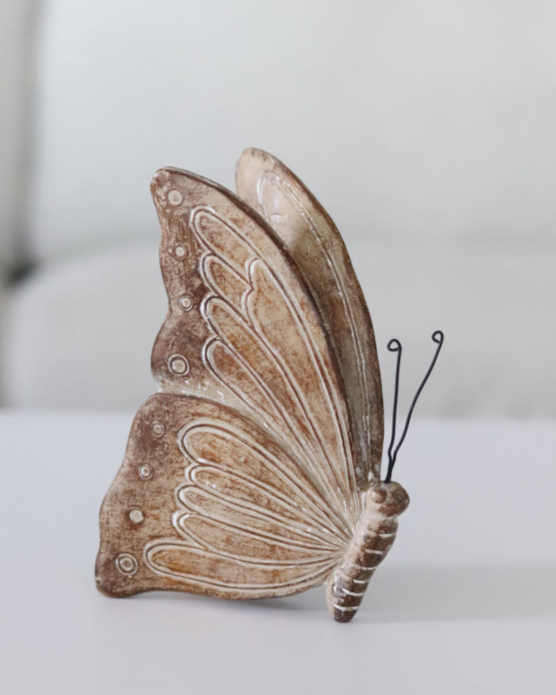 Neutral Resin Whitewashed Butterfly