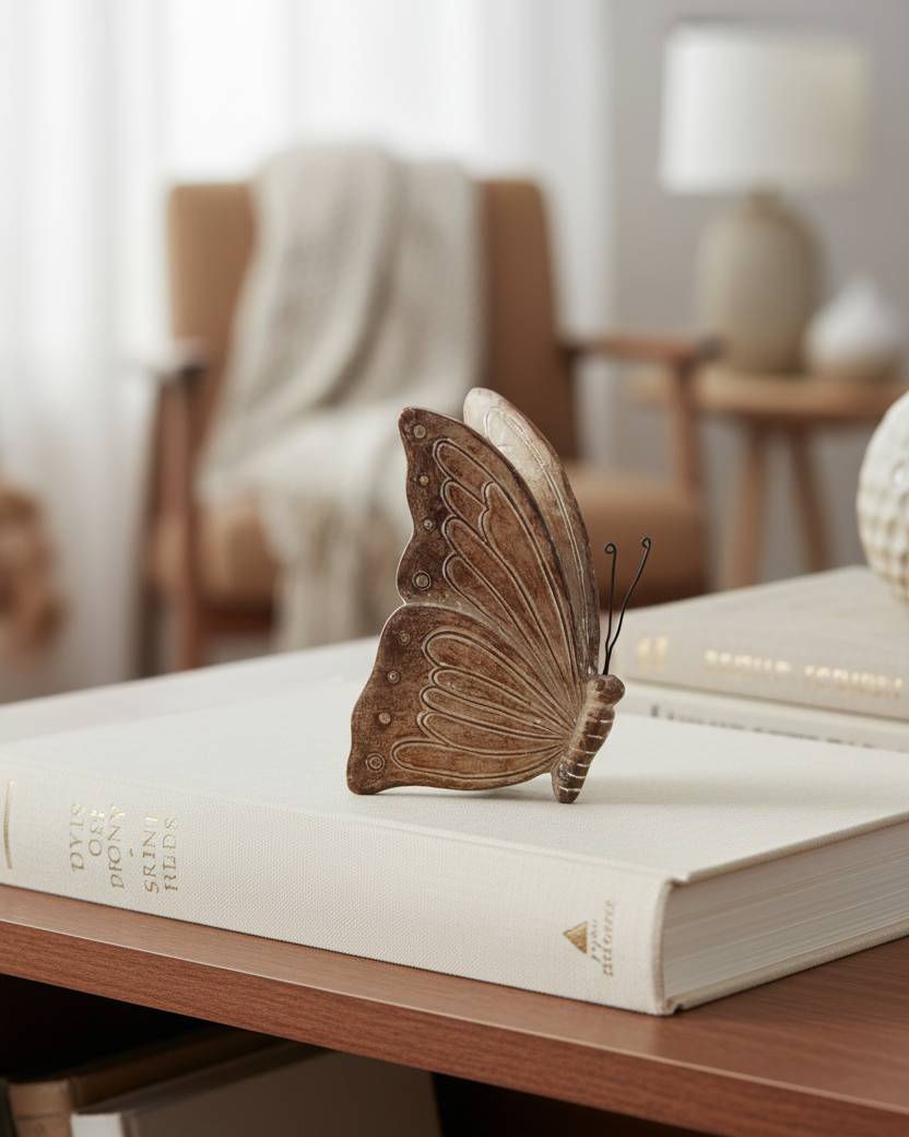 Neutral Resin Whitewashed Butterfly