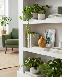 Ochre Ribbed Porcelain Vase with Handle