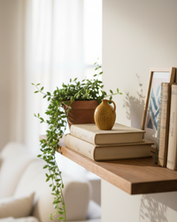 Ochre Ribbed Porcelain Vase with Handle