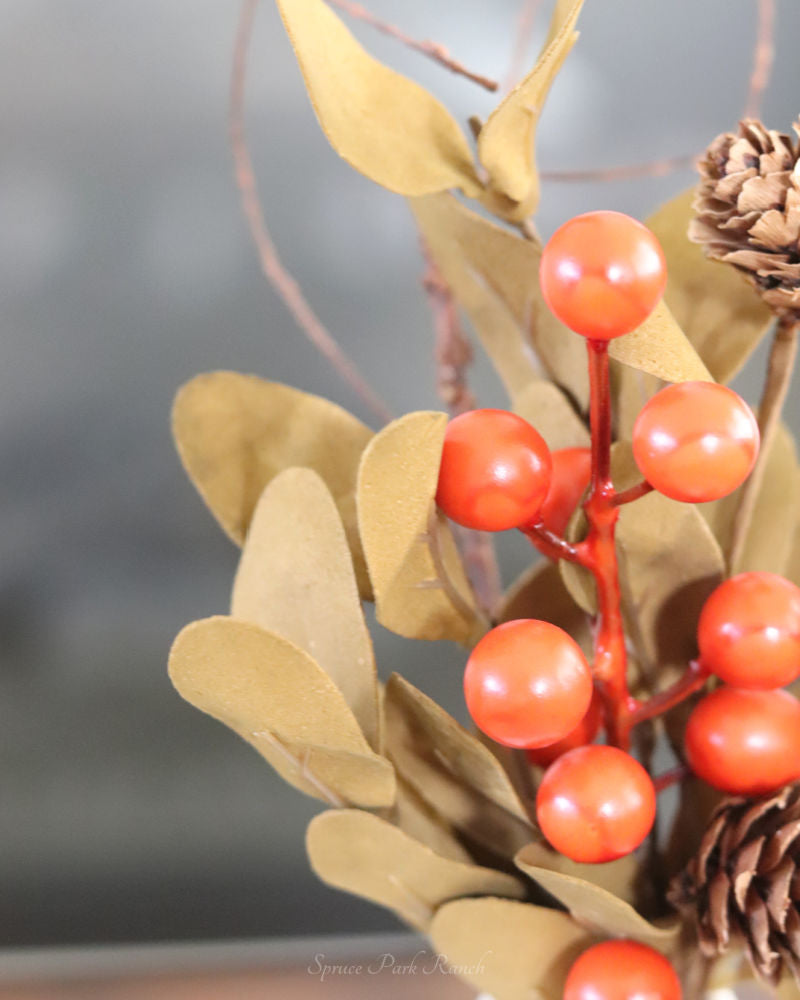 Orange Berry and Green Leaf Greenery Collection
