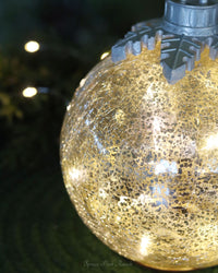 Light Up Crackle Glass Tabletop Ornament Silver