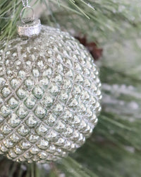 Sage Green Mercury Glass Hobnail Ornament
