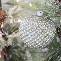 Sage Green Mercury Glass Hobnail Ornament