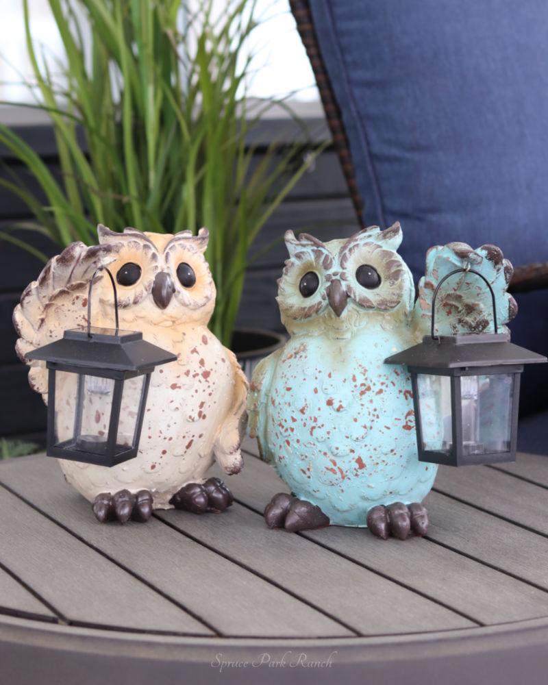 Chubby Resin Owl With Solar Lantern