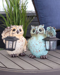 Chubby Resin Owl With Solar Lantern