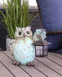Chubby Resin Owl With Solar Lantern
