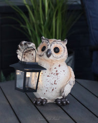 Chubby Resin Owl With Solar Lantern