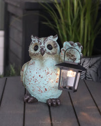 Chubby Resin Owl With Solar Lantern